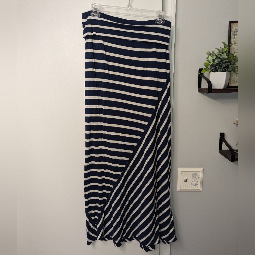 3/$12 Blue Striped Maxi Skirt
